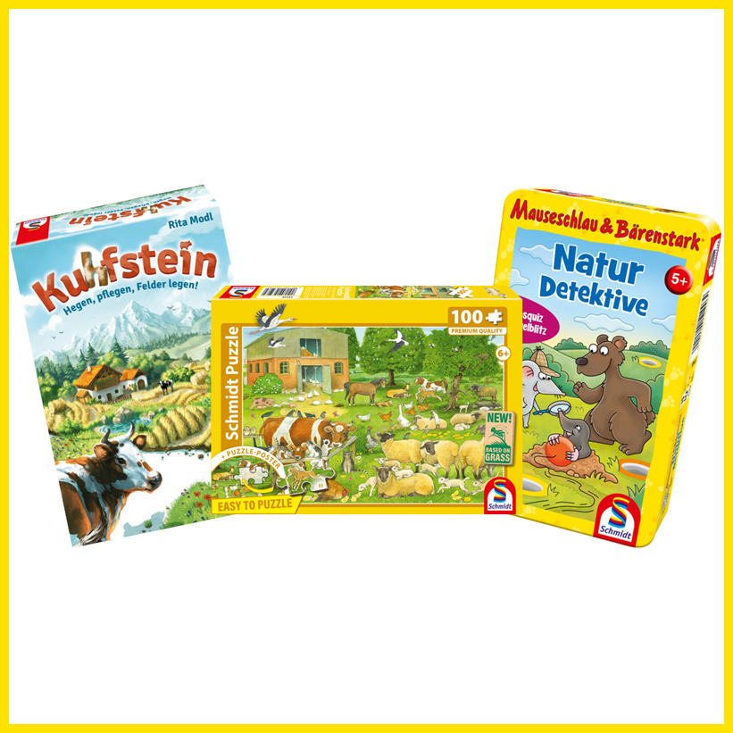 Spielspaß zum Tag der Kuh: Kuhfstein, Bauernhof-Puzzle & Naturabenteuer von Schmidt Spiele