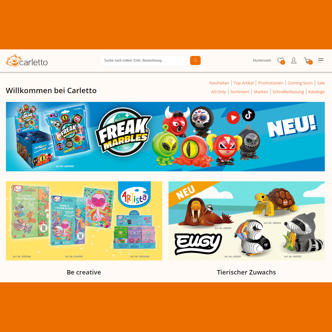 Neuer Carletto B2B Webshop