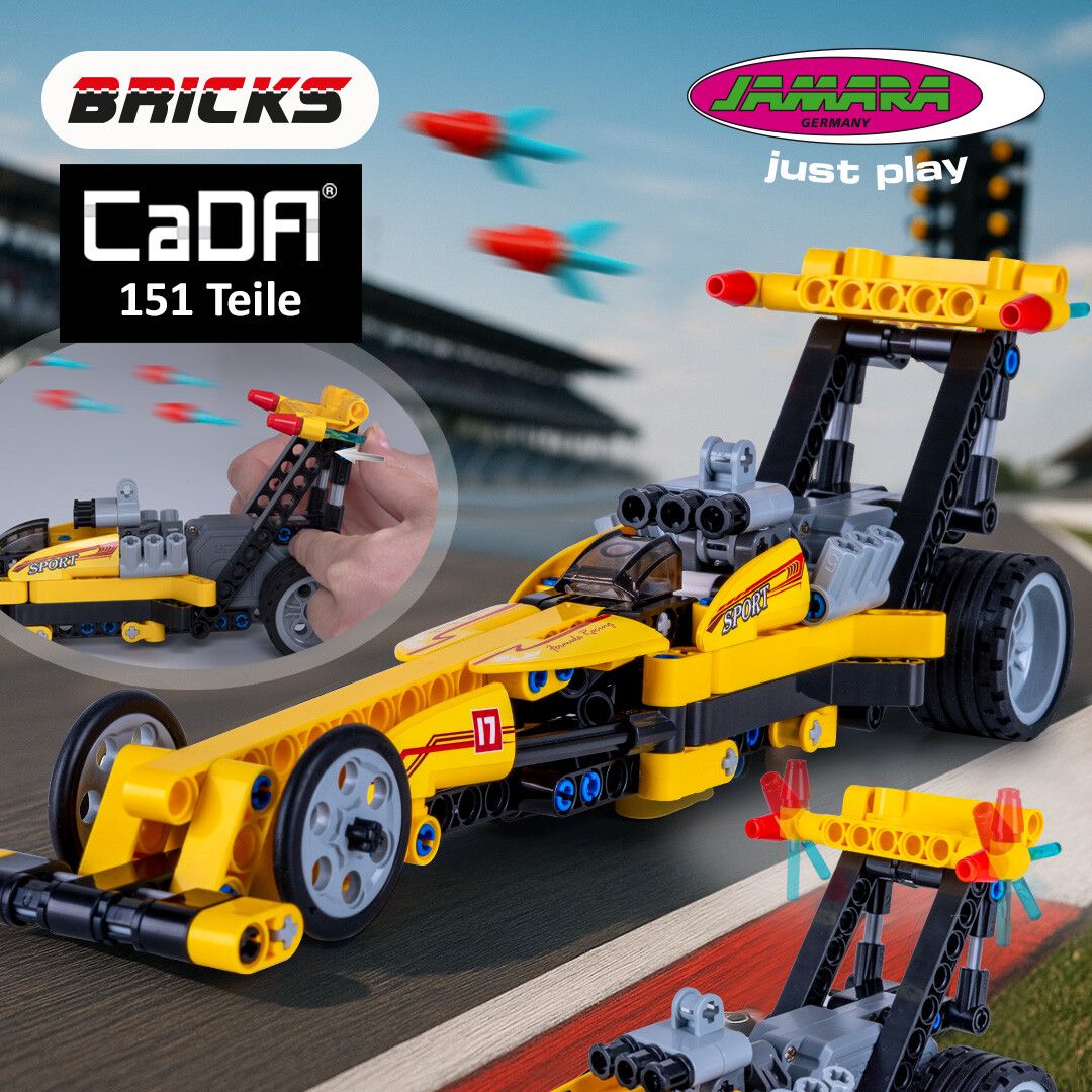 CaDA Drag Racing von JAMARA: Klemmbaustein-Rennspaß für Einsteiger und Profis