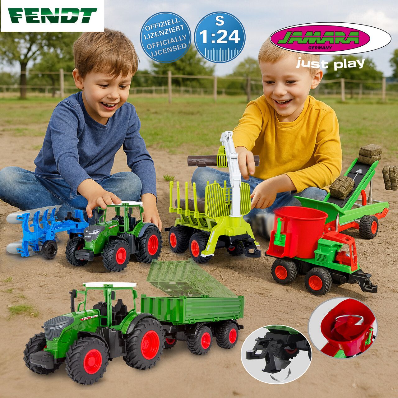 Landmaschinen-Spielspaß in 1:24 – Neue JAMARA-Anhänger für den Bauernhof
