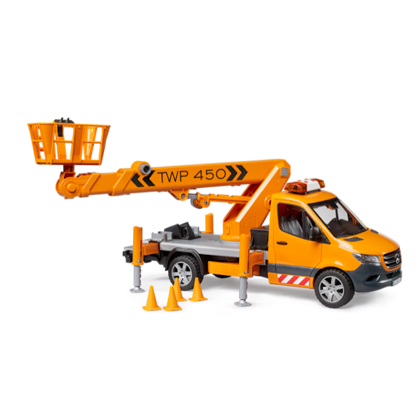 Mit der BRUDER Arbeitsbühne spielerisch den Weihnachtsbaum schmücken