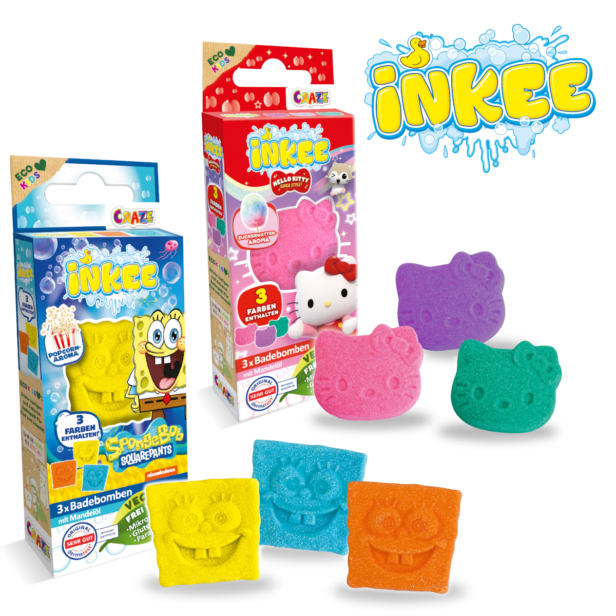 Jetzt auch mit SpongeBob und Hello Kitty baden - Inkee-Badekosmetik macht es möglich!